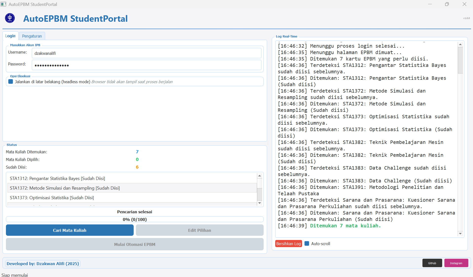 AutoEPBM desktop application main screen from its README